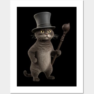 Magician Cat Meme. Funny Design Posters and Art